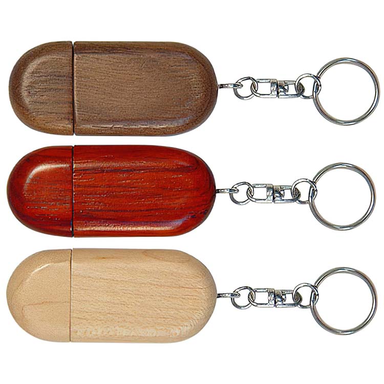 Clé USB # 2 en bois avec porte-clés