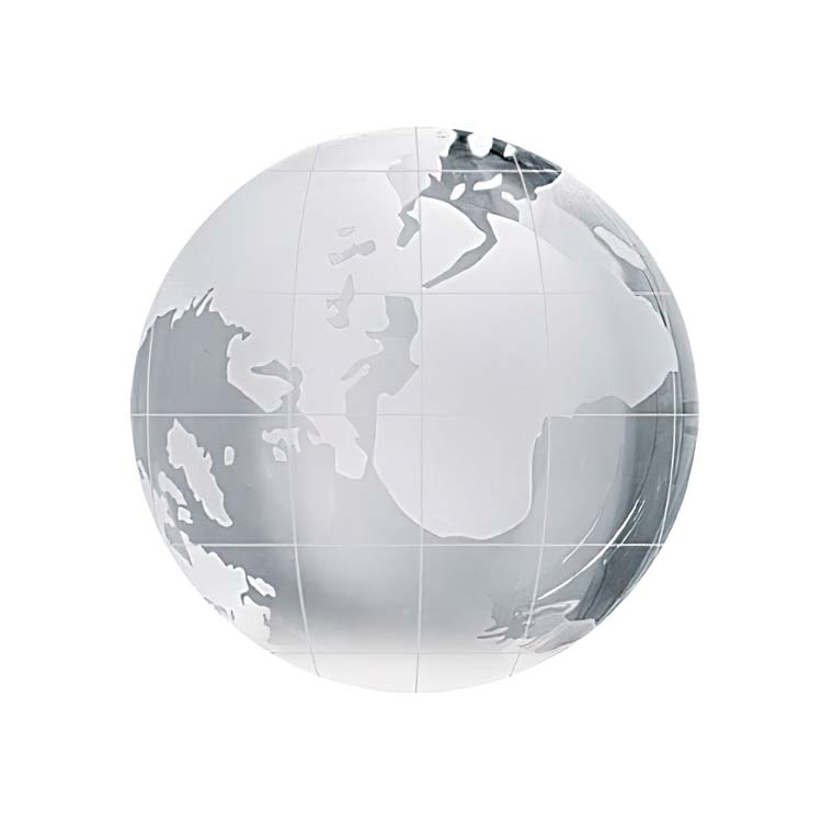 Presse-papier globe terrestre en cristal