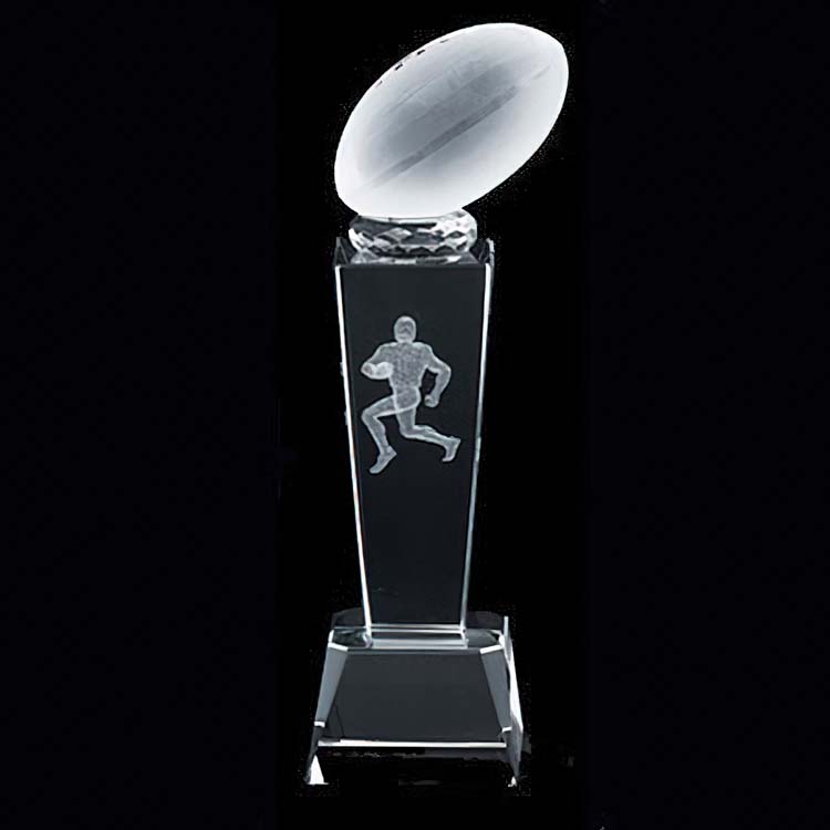Trophée 3D ballon de football en cristal