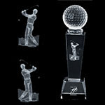 Trophée 3D balle de golf en cristal