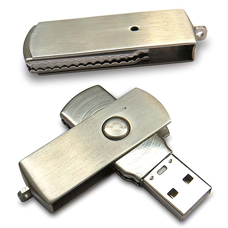 Clef USB pivotante en acier inoxydable
