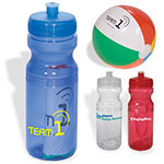 Duo ballon de plage et bouteille