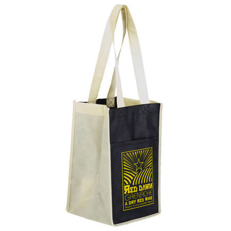 Sun Shower 4 Bottle Wine Bag - Beige/Black