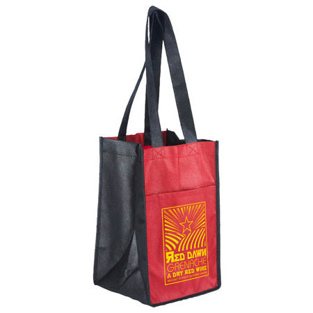 Sun Shower 4 Bottle Wine Bag - Burgundy/Black