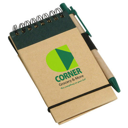Think Green Recycled Notepad and Pen - Green