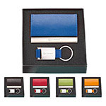 Leather Card Case and Key Ring Gift Set