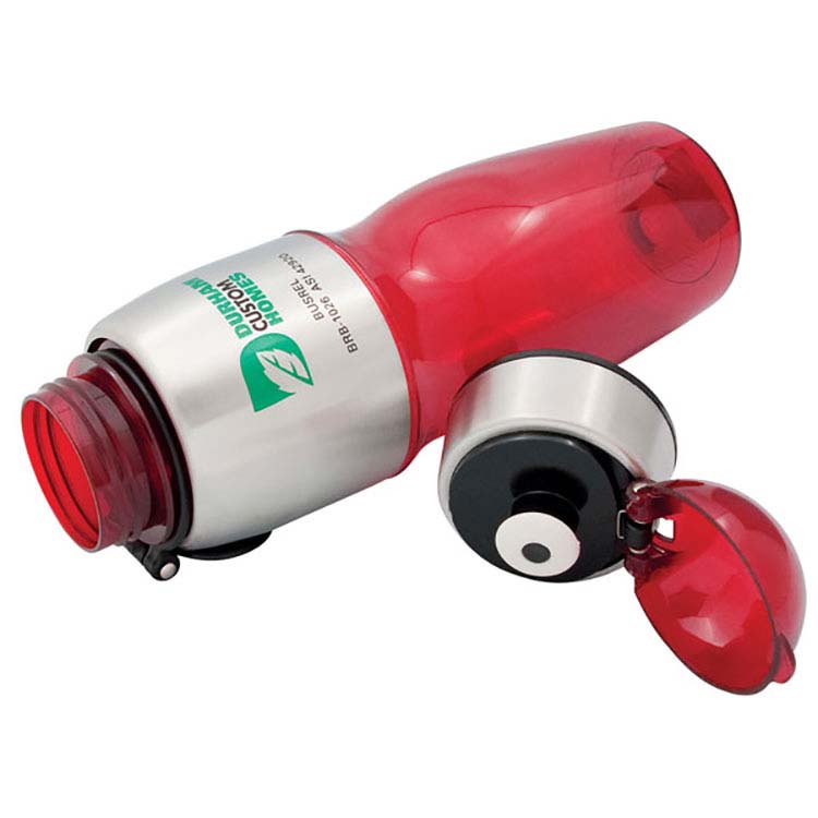 Gourde de sport en plastique avec ornements en acier brossé #2