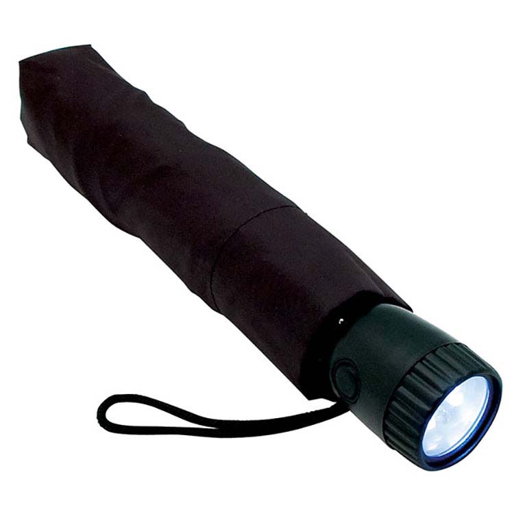 Parapluie de poche manuel avec lampe à 6 DEL intégrée à la poignée #2