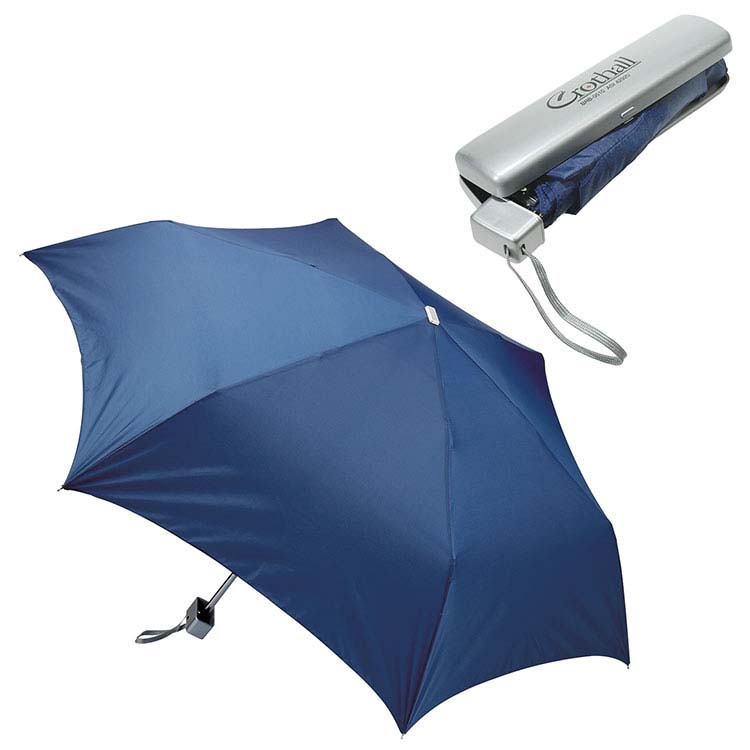Folding 43" Mini Umbrella with Silver Color Case