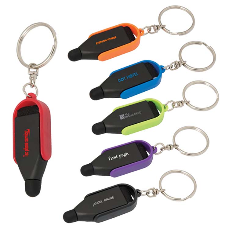 Key Ring Screen Cleaner with Stylus