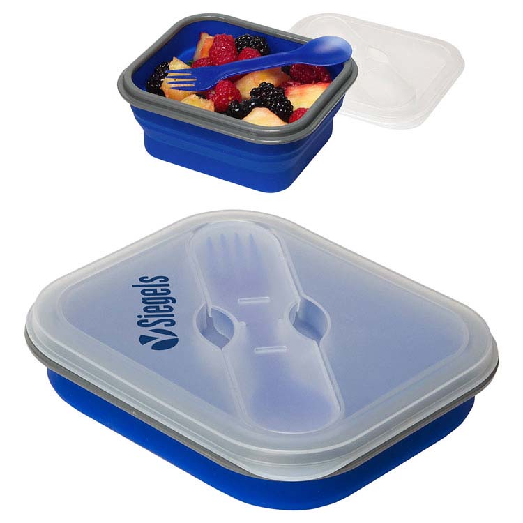 Boîte pour le lunch à extension en silicone avec fourchette et cuillère