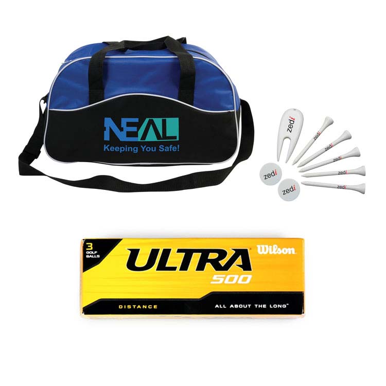 Golf package with sport bag and bottle
