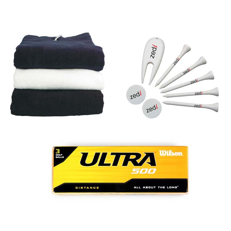 Golf package with golf towel