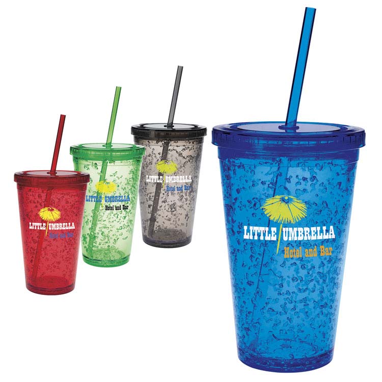 Double Wall Plastic Tumbler with Cooling Gel 18 oz