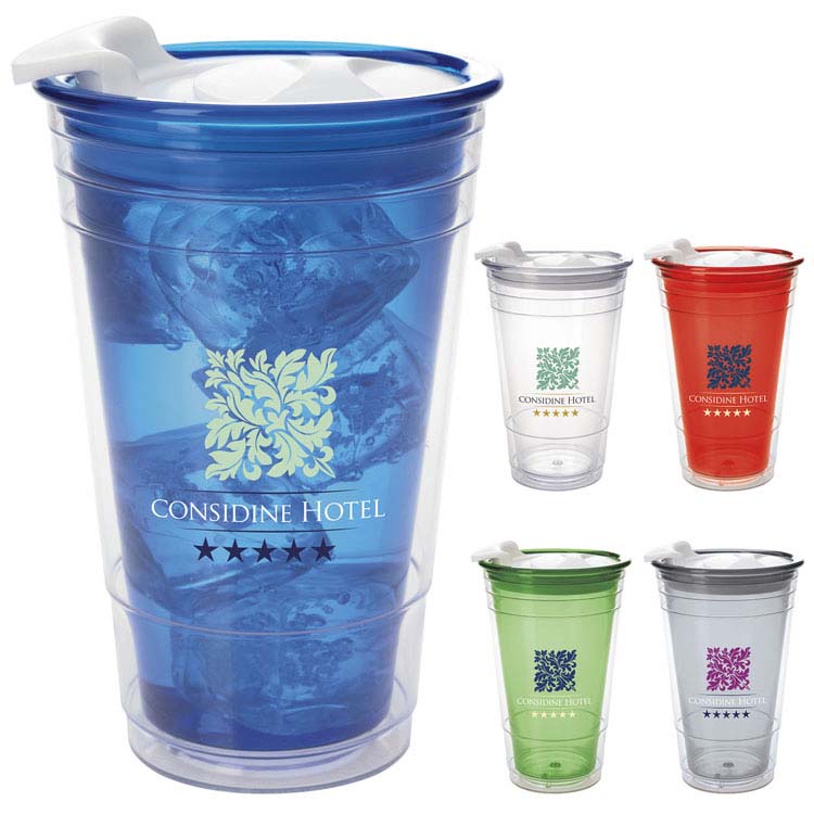 Double Wall Plastic Party Cup with Lid 16 oz
