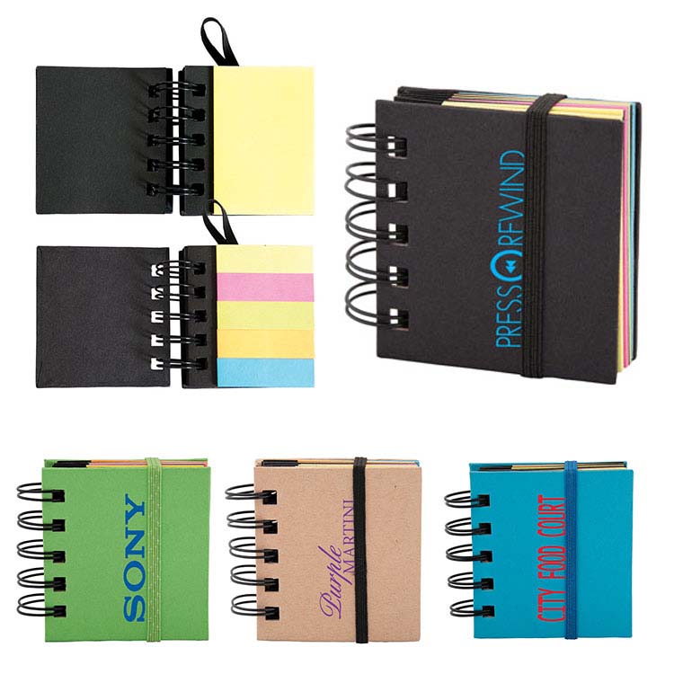 Spiral Sticky 250 Sheet Notepad with Noteflags