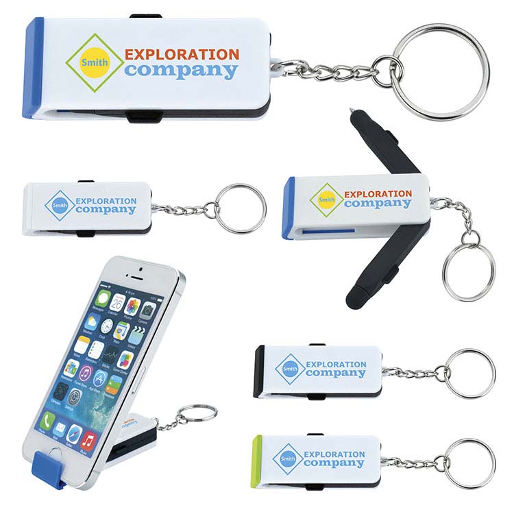 Porte-clés avec support de téléphone, stylo et stylet