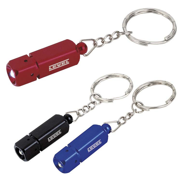 Porte-clés en aluminium avec mini lumière DEL