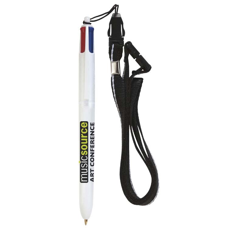 BIC 4-Color Plastic Pen with Lanyard