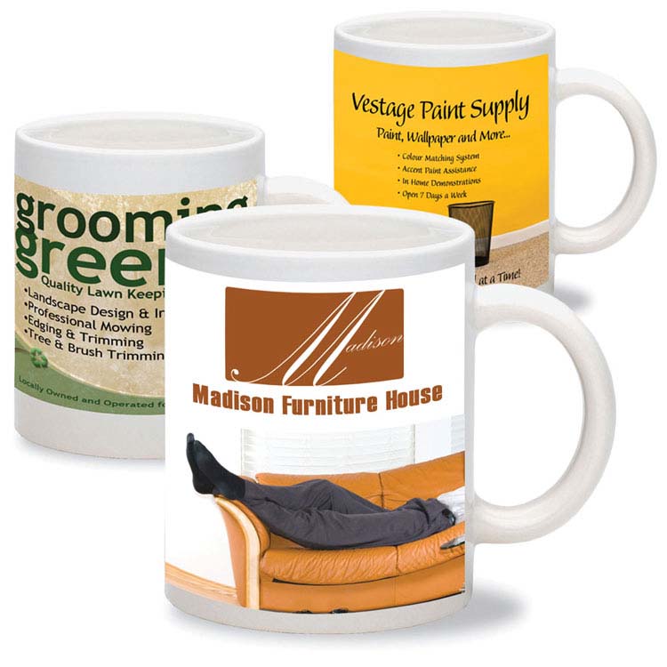 Tasse blanche en céramique 11 oz. - Impression multicolore