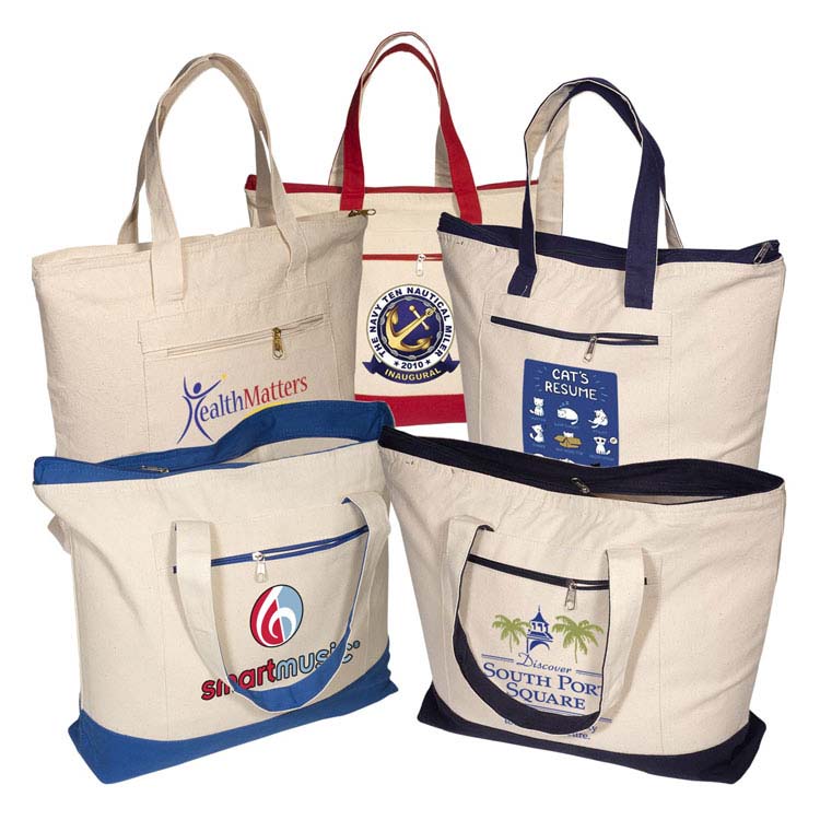 Fourre-tout en coton avec fermeture éclair