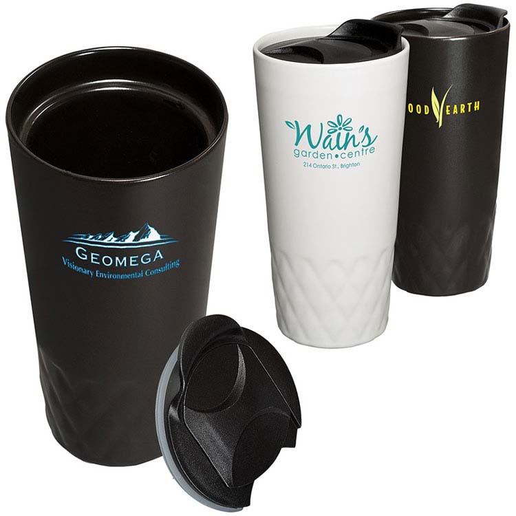 14 oz. Double Wall Ceramic Textured Tumbler