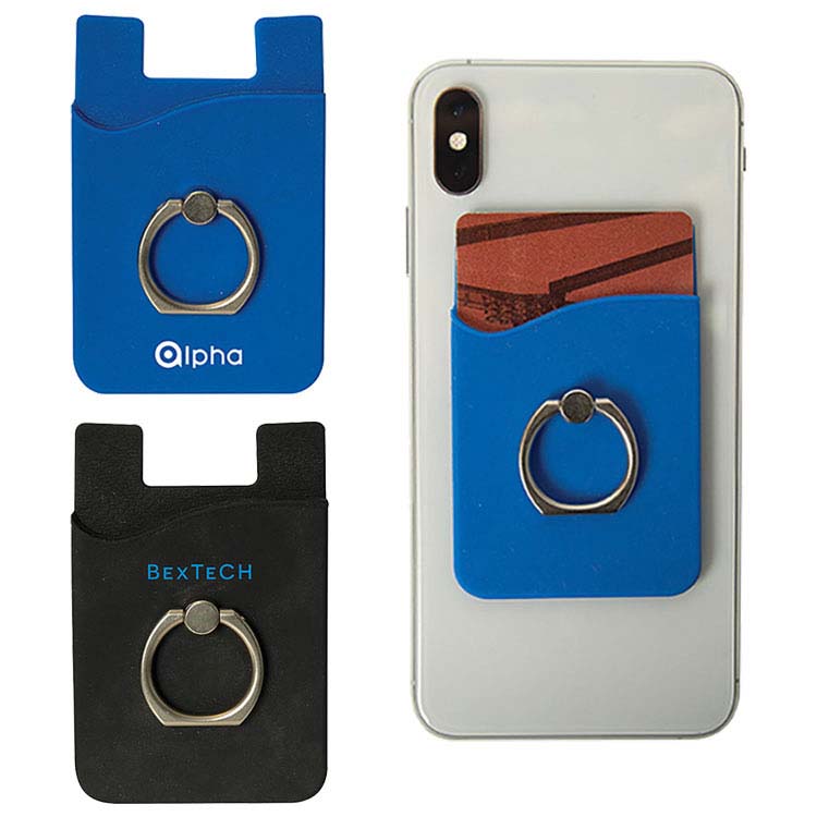 Portefeuille Braxton en silicone avec anneau pour téléphone
