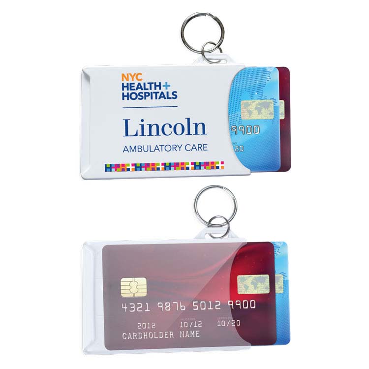 Card holder for 2 cards with key-ring