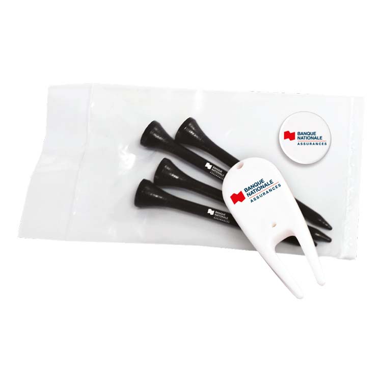 Bag of 4 Tees with 1 Marker and 1 Divot Fixer