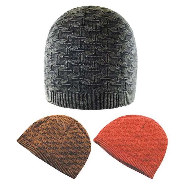Patterned Discharge Cotton Knit Beanie