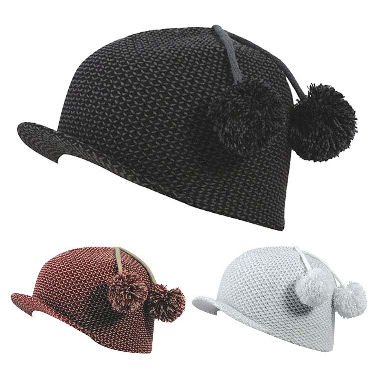Crisscross Jaquard Knit Beanie with Soft Brim and Pom Pom