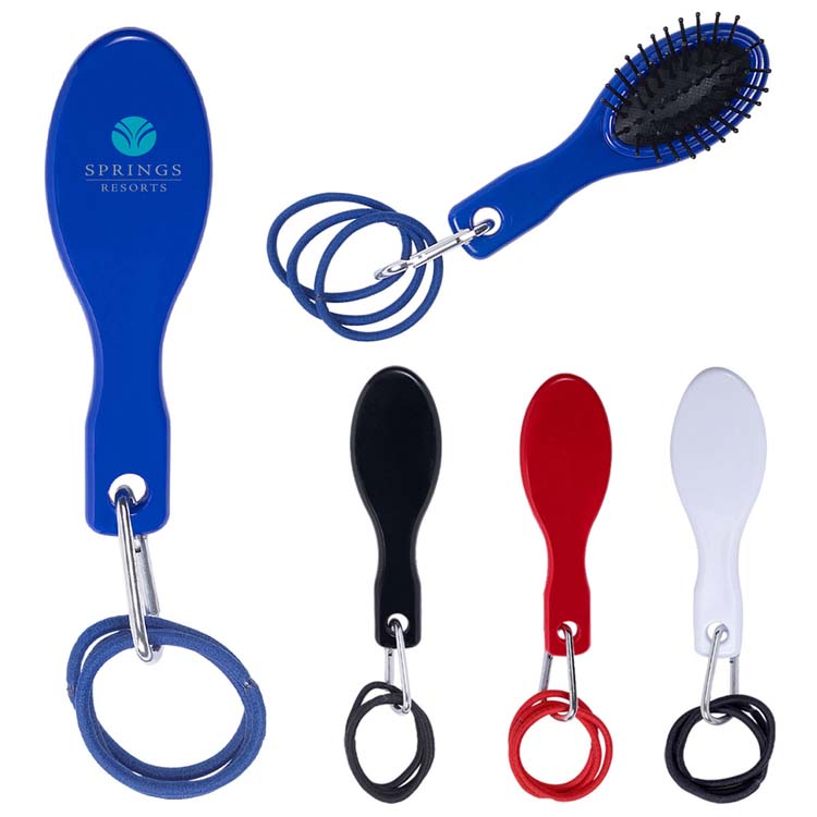 Brosse à cheveux avec élastiques et mousqueton