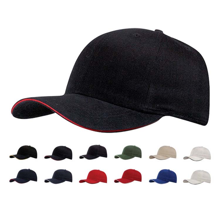 Casquette en coton brossé fin avec visière sandwich