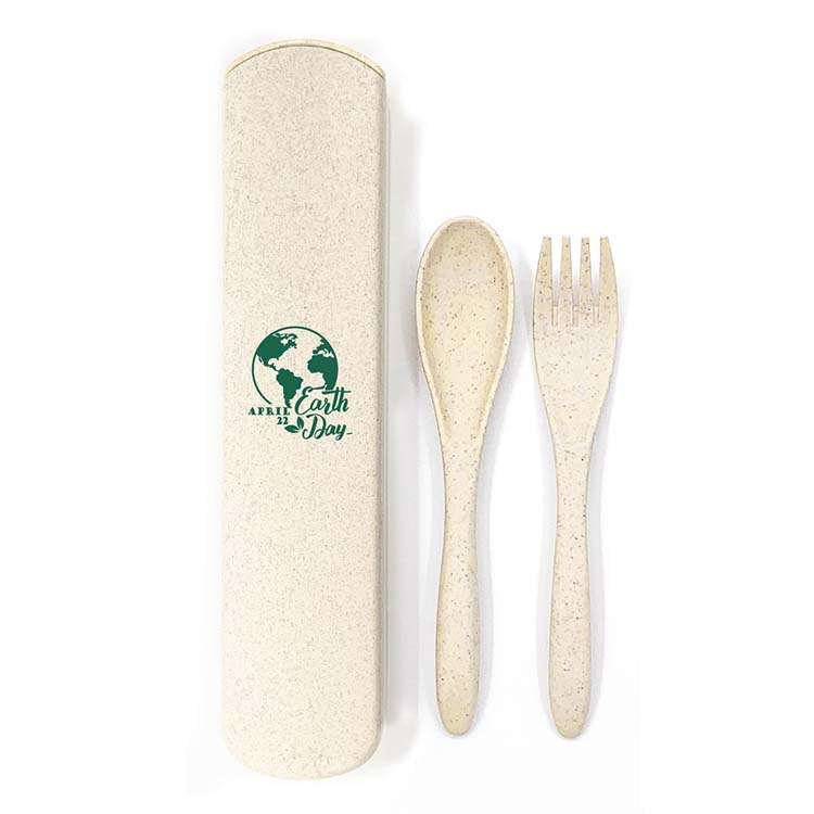 Ensemble d'ustensiles de paille de blé adaptés à l'école