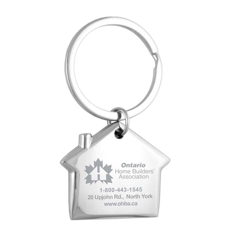Porte-clés maison en métal gravé