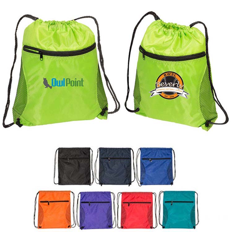 Sac à dos à cordon avec panneaux latéraux en filet