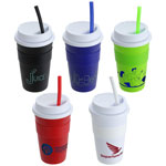 Bistro 14 oz Coffee Cup with Silicone Sleeve and Straw