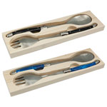 2-pc Salad Kits of Spoon and Fork with Pine Wood Box