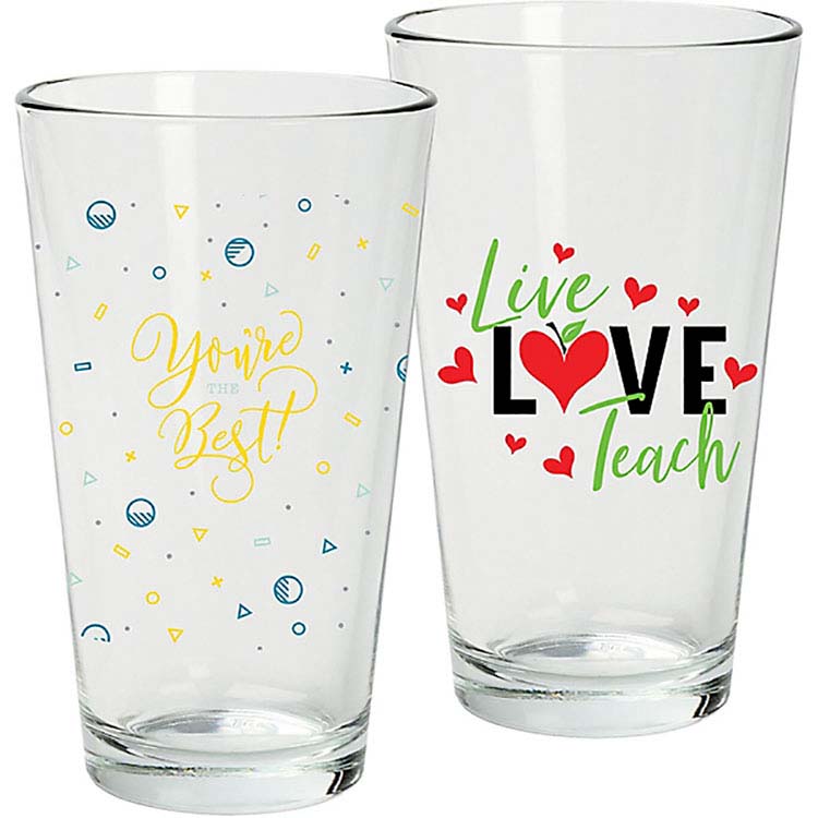 Verre à mélanger 16 oz avec impression contour multicolore