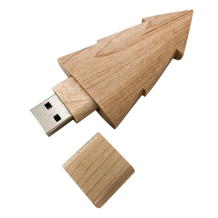Clé USB en érable en forme de sapin #3