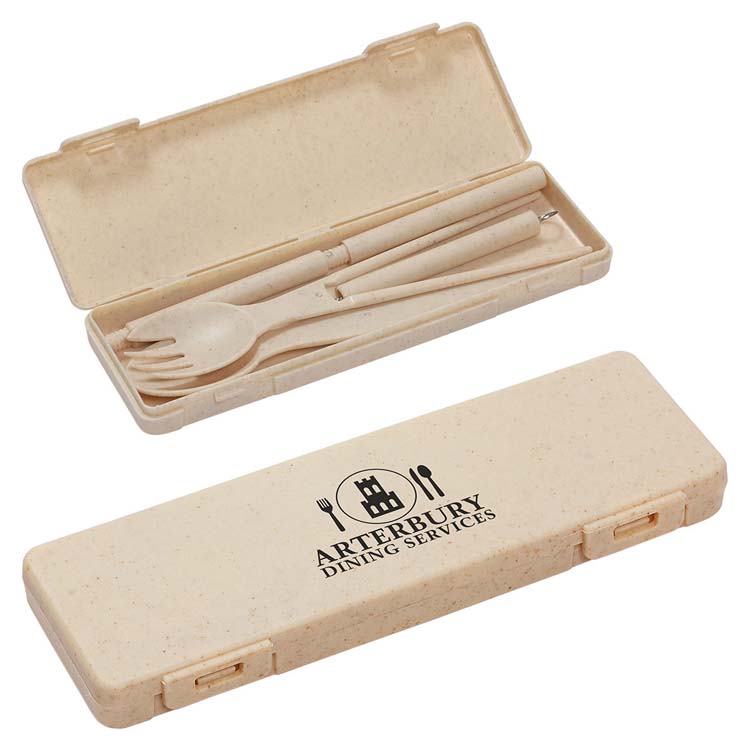 6-In-1 Portable Wheatstraw Tableware Set