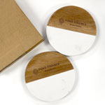 Set of 2 Marble and Wood Coaster