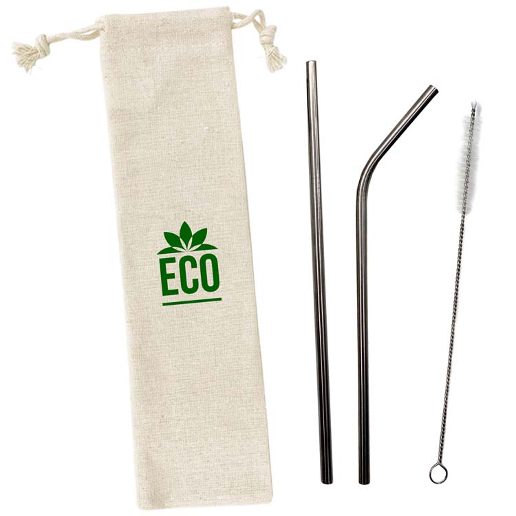 Ensemble de pailles en acier inoxydable 3 pièces