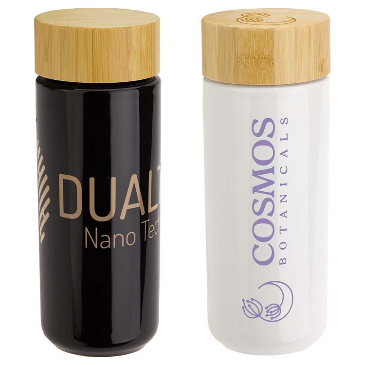 Gobelet en céramique Milan 10 oz avec couvercle en bambou