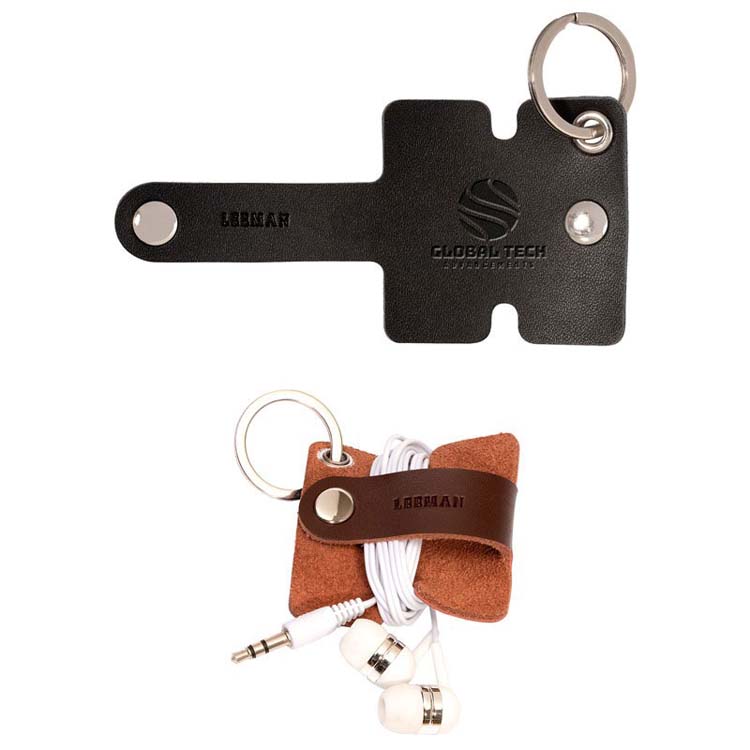 Organisateur de cordon en cuir véritable Leeman avec bouton-pression