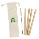 Pailles en bambou avec brosse dans une pochette en coton