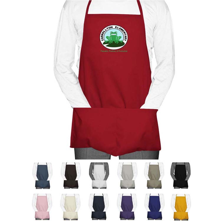 Discounted Shorter Length Twill Bib Apron with Pockets