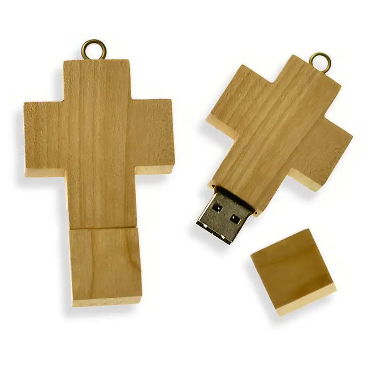 Clé USB croix en bois