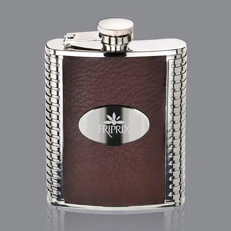 Trubner Hip Flask Brown with Plate