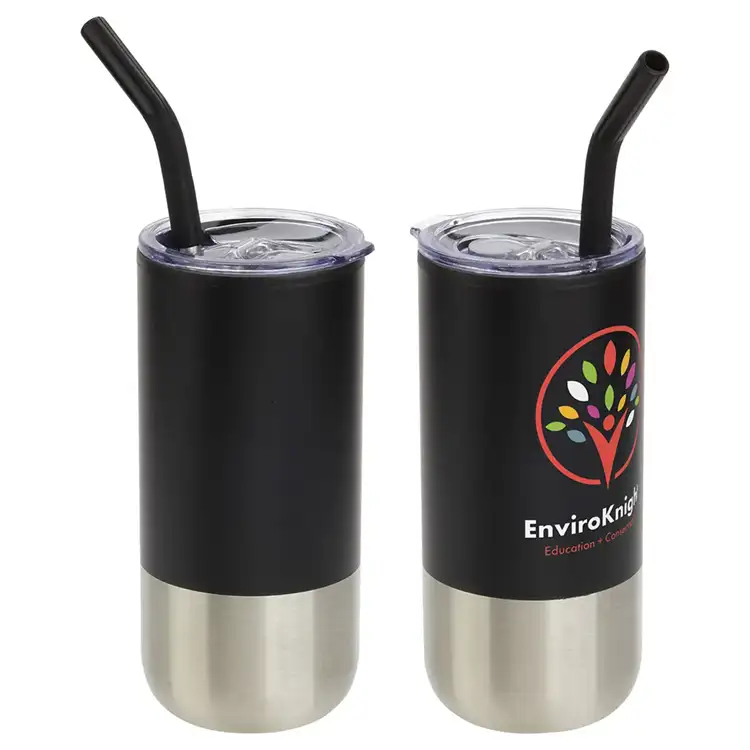 Gobelet Oxford 16 oz en acier inoxydable et polypropylène avec paille #2